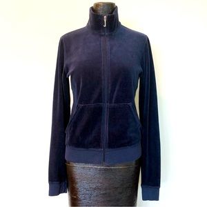 Vintage Juicy Couture Navy Blue Zip-up Velvet Jogger Sweatshirt